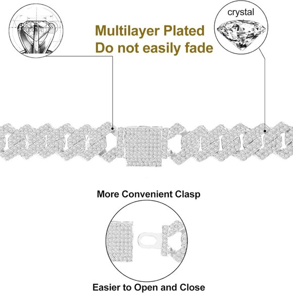 Gold Silver Plated Initial Cuban Link Chain Necklace for Women Cursive Letter Go - Picture 7 of 8